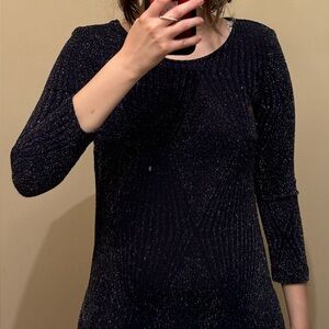 Trixxi shimmery navy blue long sleeve dress size S